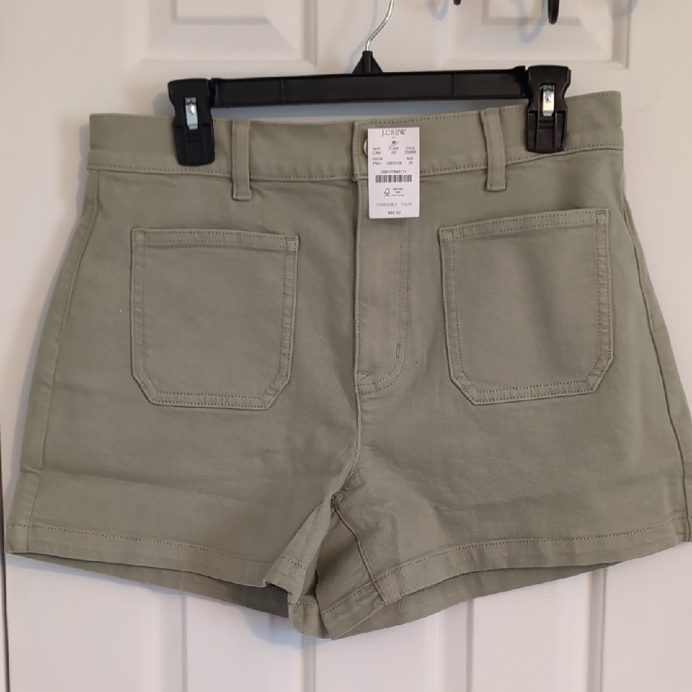 J. Crew Green High Waist Shorts with Tailored Style